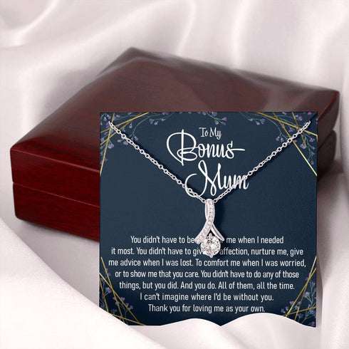 Stepmom Necklace, To My Bonus Mum Alluring Beauty Necklace Thoughtful Message Card Inside Step Mum Gift From Step Child To Stepmother Rakva