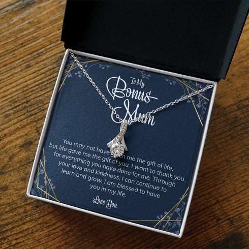 Stepmom Necklace, To My Bonus Mum Gift Alluring Beauty Necklace Meaningful Message Card Inside Step Mum Gift From Step Child To Stepmother Rakva