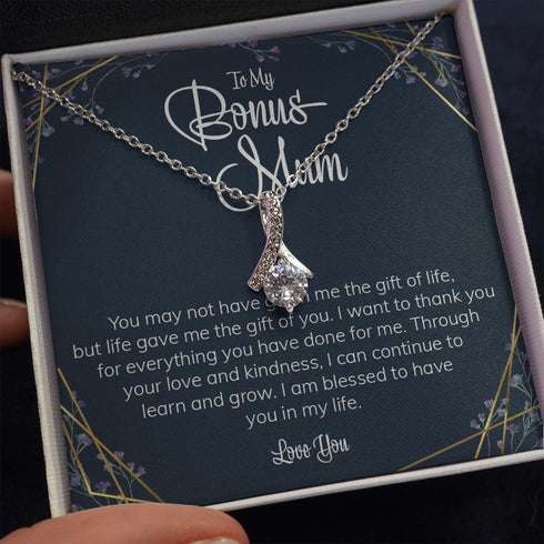 Stepmom Necklace, To My Bonus Mum Gift Alluring Beauty Necklace Meaningful Message Card Inside Step Mum Gift From Step Child To Stepmother Rakva