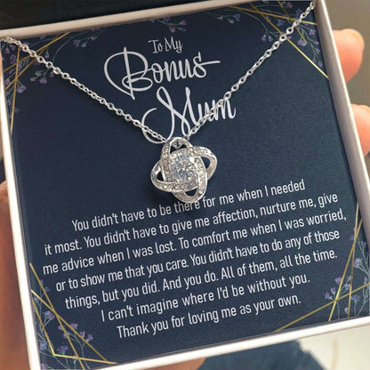 Stepmom Necklace, To My Bonus Mum Love Knot Necklace In A Gift Box With Thoughtful Message Card, Step Mum Gift Mother's Day Rakva