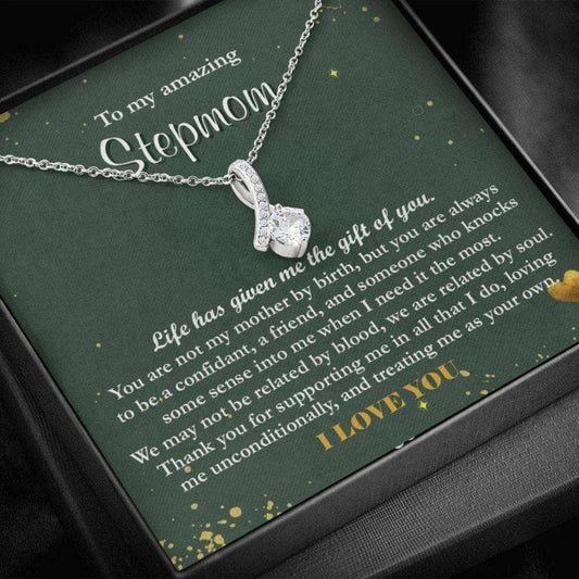 Stepmom Necklace, To My Stepmom From Stepdaughter, Bonus Mom Gift Necklace, Thank You For Bonus Mom, Birthday Necklace, Christmas Necklace Gifts For Daughter Rakva