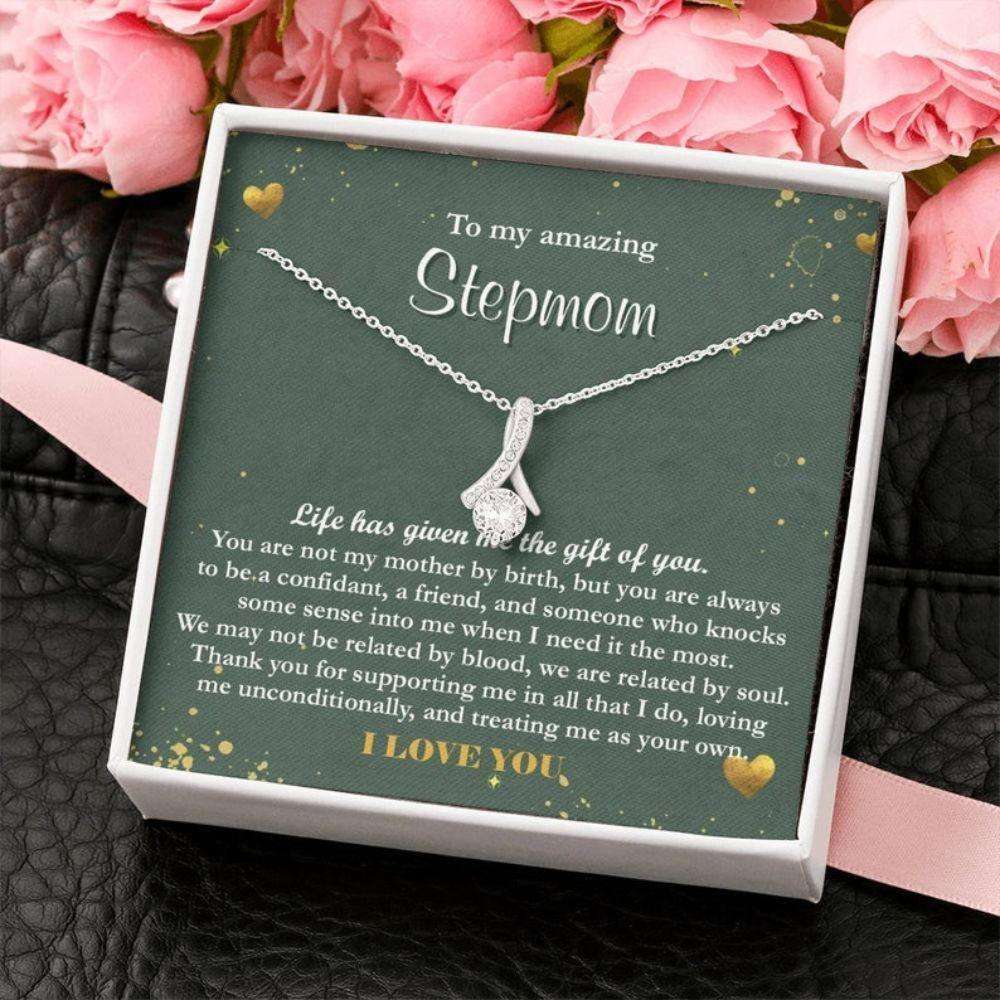 Stepmom Necklace, To My Stepmom From Stepdaughter, Bonus Mom Gift Necklace, Thank You For Bonus Mom, Birthday Necklace, Christmas Necklace Gifts For Daughter Rakva