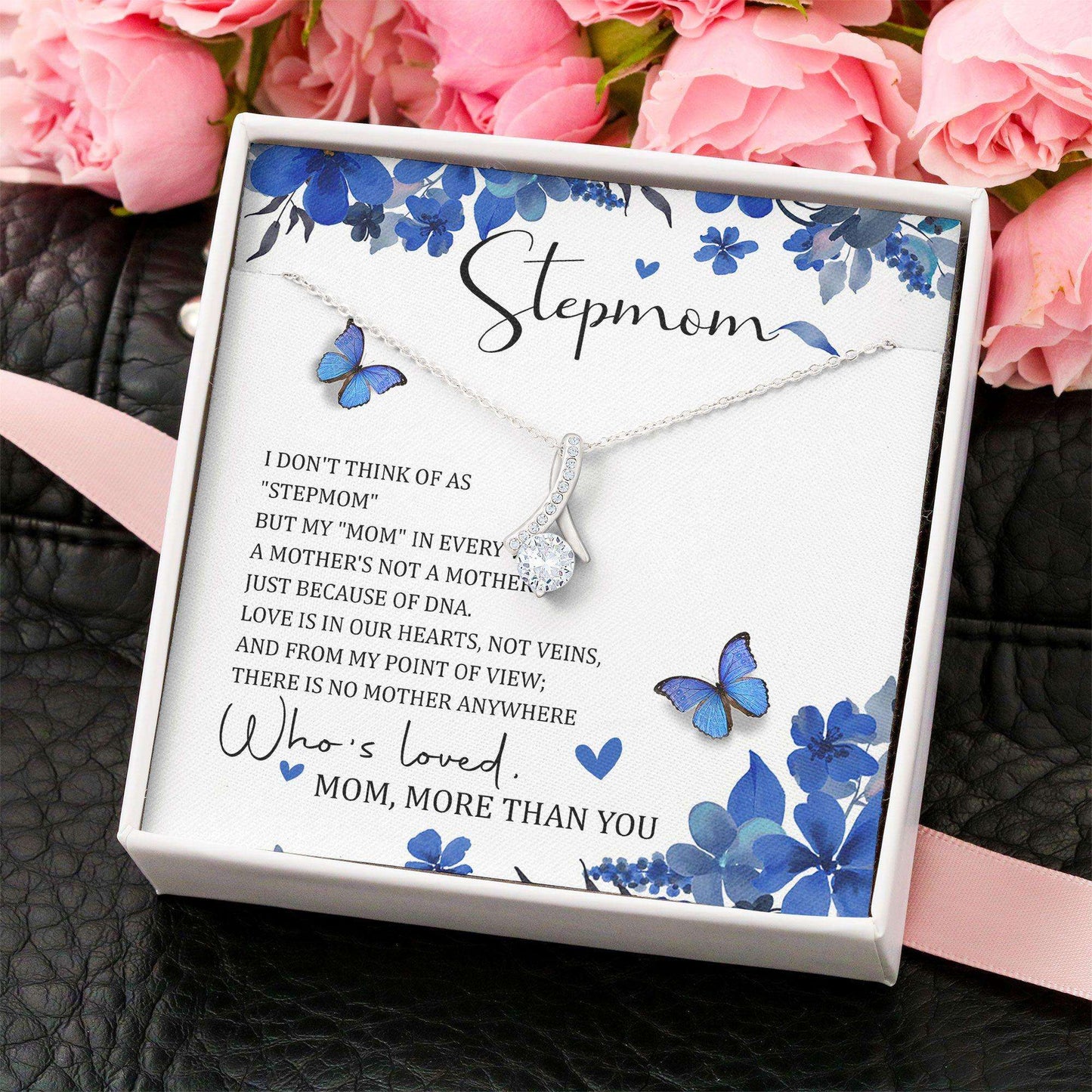 Stepmom Necklace, To My Stepmom Thank You Mom Necklace “ Step Mom Gift Mother Day Necklace V2 Gifts for Mother (Mom) Rakva