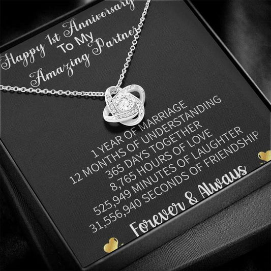 Surprise First Anniversary Gift Idea For Wife - Pure Silver Pendant With Message Card Happy Anniversary Rakva