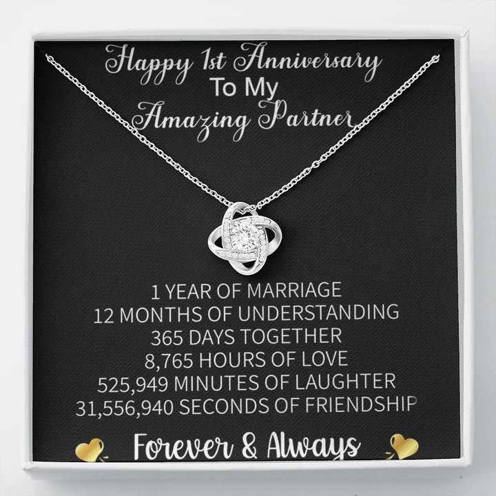 Surprise First Anniversary Gift Idea For Wife - Pure Silver Pendant With Message Card Happy Anniversary Rakva