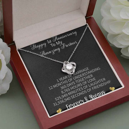 Surprise First Anniversary Gift Idea For Wife - Pure Silver Pendant With Message Card Happy Anniversary Rakva