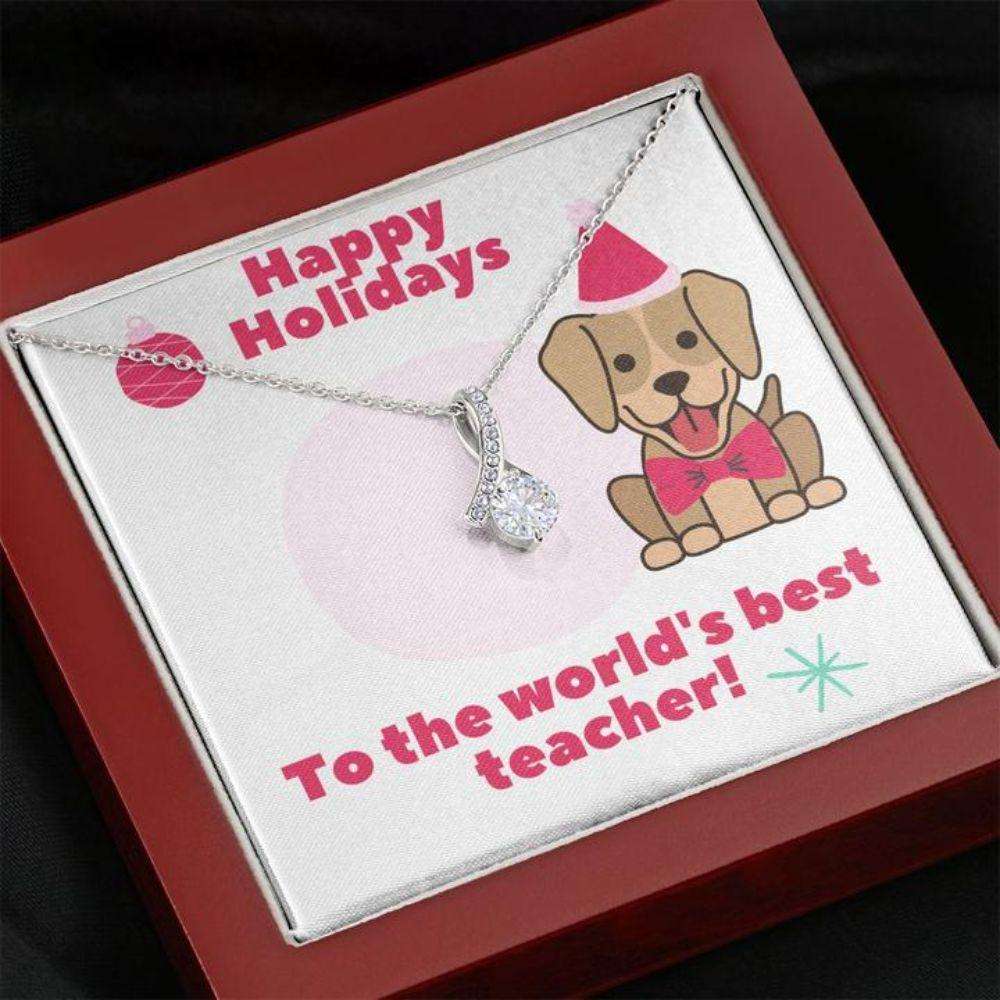 Teacher Necklace, Teacher Gift, Gift Necklace With Message Card To My Teacher Rakva