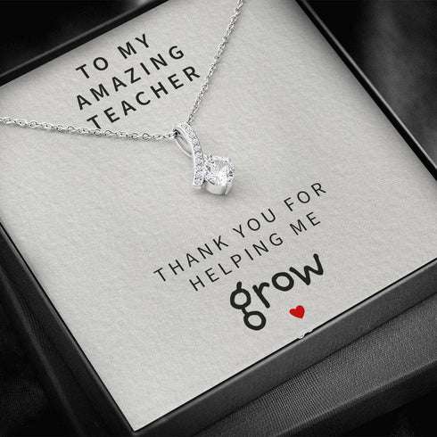 Teacher Necklace, To My Teacher Thanks For Helping Me Grow “ Alluring Beauty Necklace Rakva