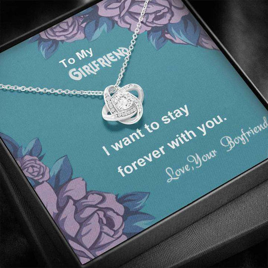 To My Girlfriend - Stay With You Forever - 92.5 Sterling Silver Love Knot Pendant Gifts For Friend Rakva