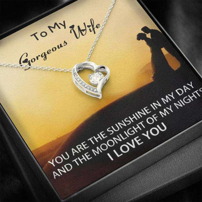 To My Gorgeous Wife - I Love You Gift From Husband - 925 Sterling Silver Heart Pendant For Karwa Chauth Rakva