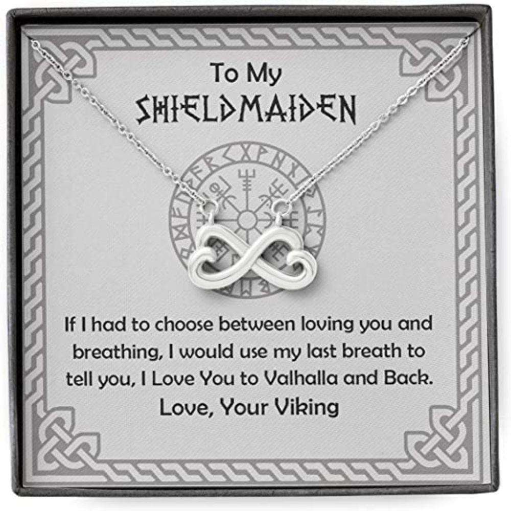 To My Shield Maiden Breath Love You To Valhalla And Back Viking Necklace For Karwa Chauth Rakva