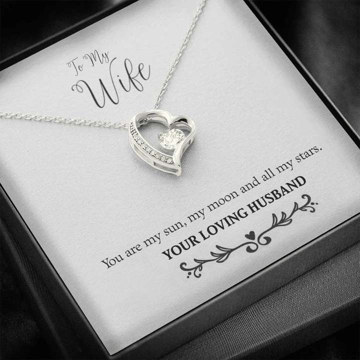 To My Wife - My Sun, Moon And Stars - 925 Sterling Silver Pendant Gift Box For Karwa Chauth Rakva