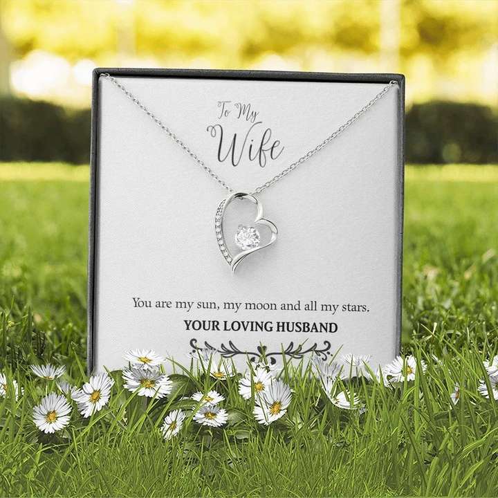 To My Wife - My Sun, Moon And Stars - 925 Sterling Silver Pendant Gift Box For Karwa Chauth Rakva