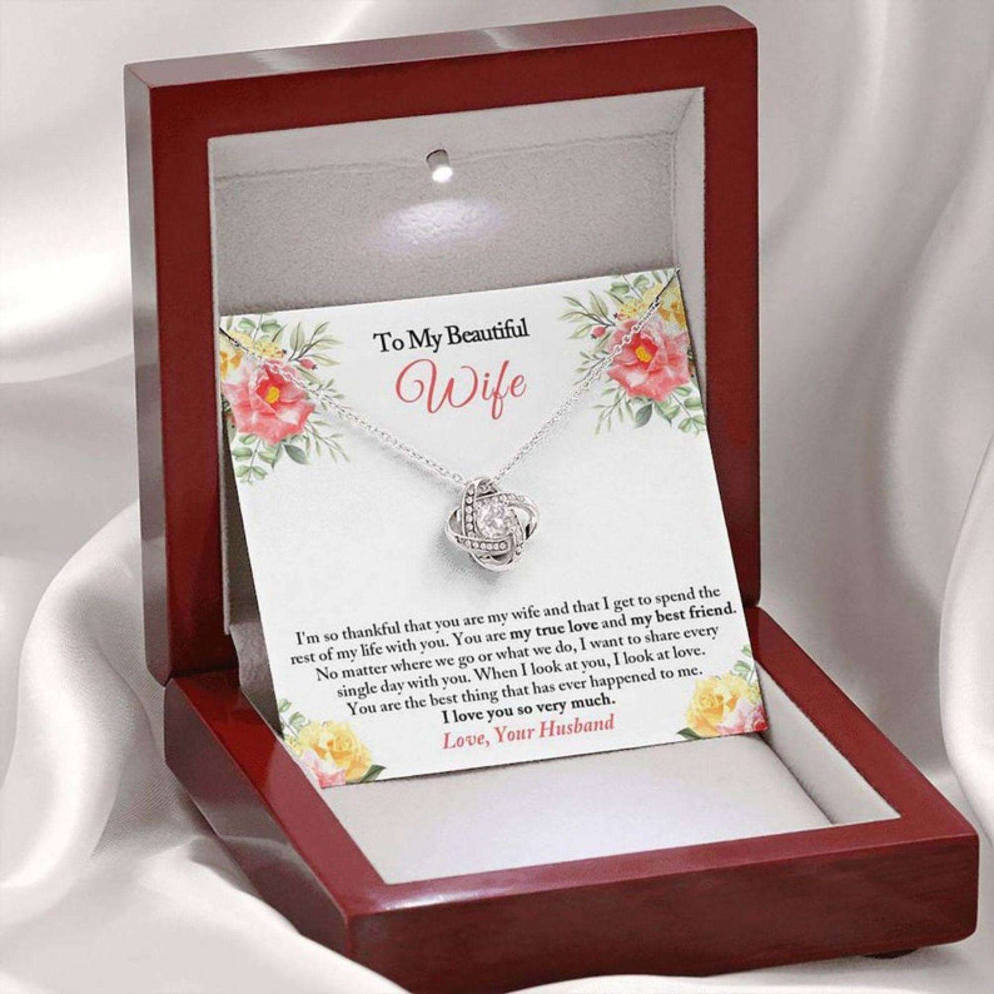 To My Wife Necklace Gift For Anniversary Valentines Day For Her - 925 Sterling Silver Pendant For Karwa Chauth Rakva