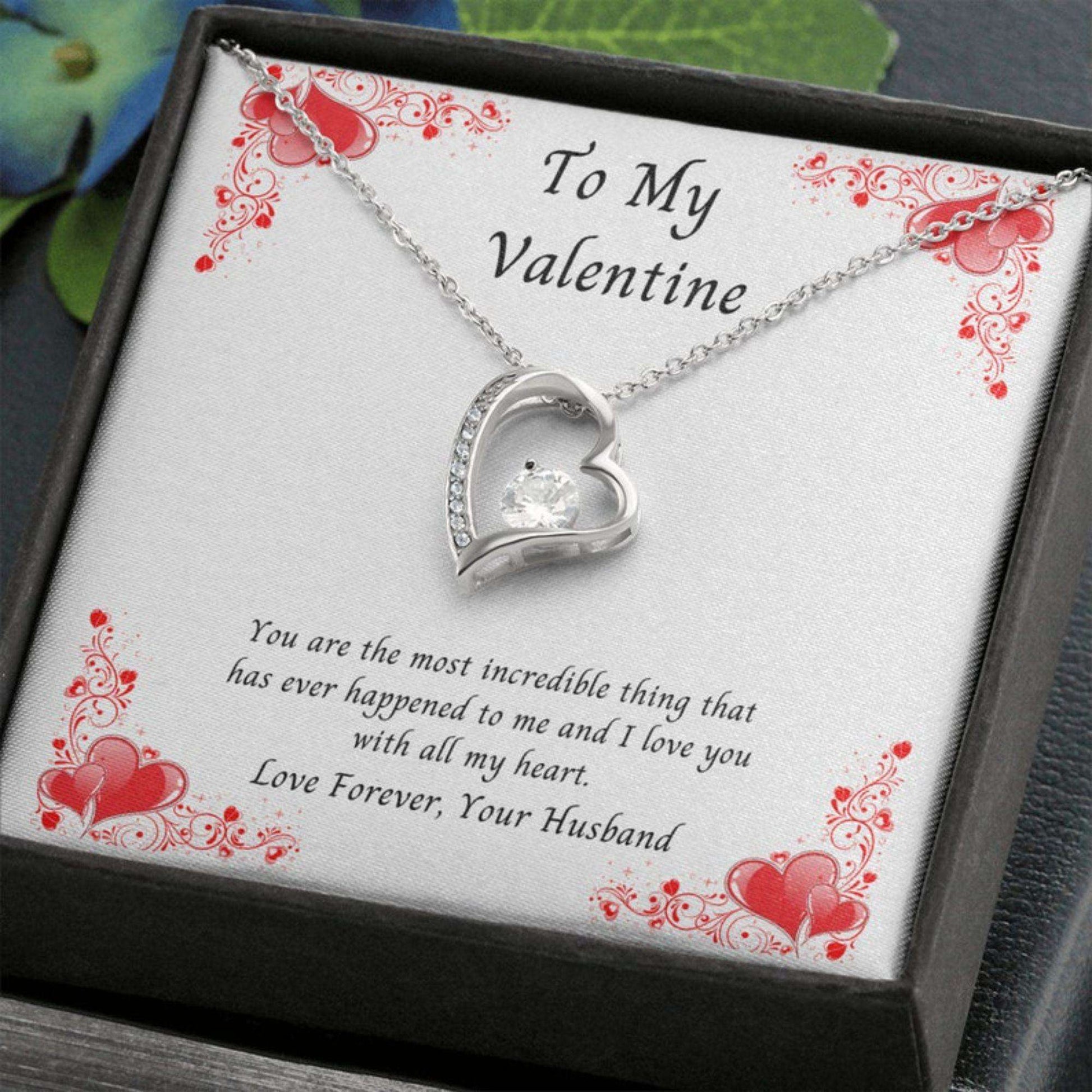 To My Wife Valentine, Forever Love Necklace For Wife - 925 Sterling Silver Pendant For Karwa Chauth Rakva