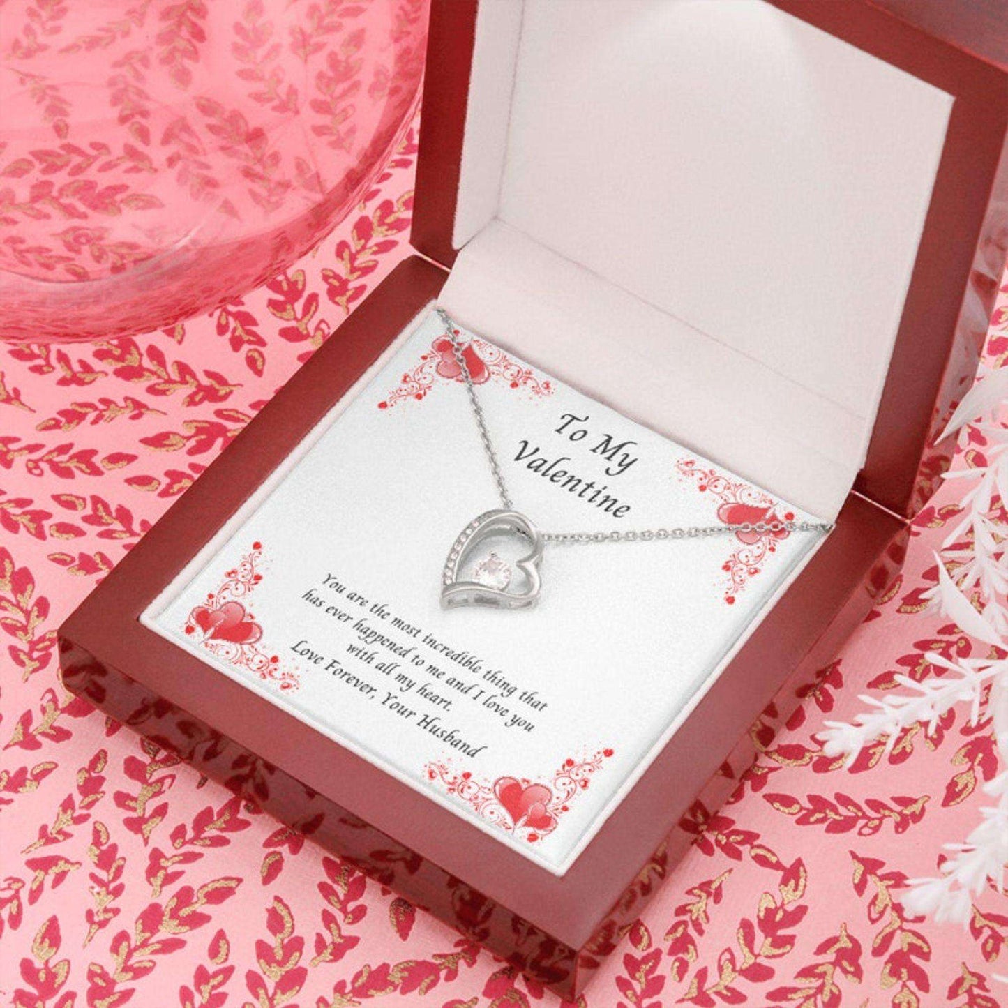 To My Wife Valentine, Forever Love Necklace For Wife - 925 Sterling Silver Pendant For Karwa Chauth Rakva