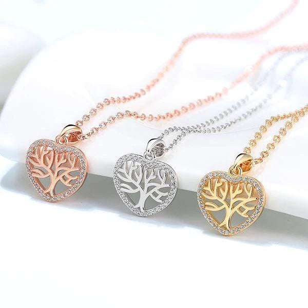 Tree of Life Mini Heart Necklace - Pure Silver Pendant Set For Self Rakva