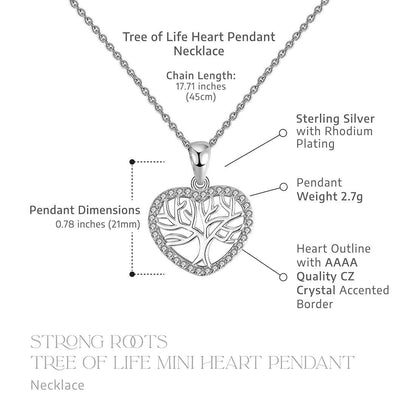 Tree of Life Mini Heart Necklace - Pure Silver Pendant Set For Self Rakva