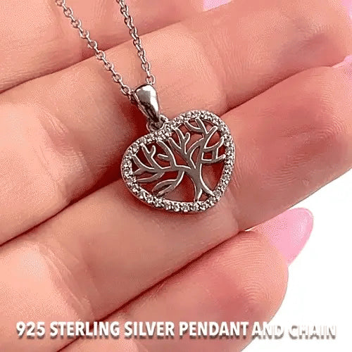 Tree of Life Mini Heart Necklace - Pure Silver Pendant Set For Self Rakva