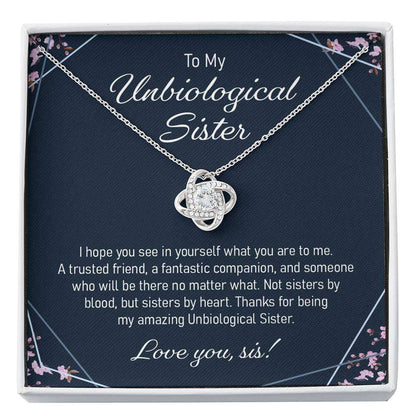 Unbiological Sister Necklace, Unbiological Sister Best Friend Gift Jewelry Love Knot Necklace Gifts for Sister Rakva