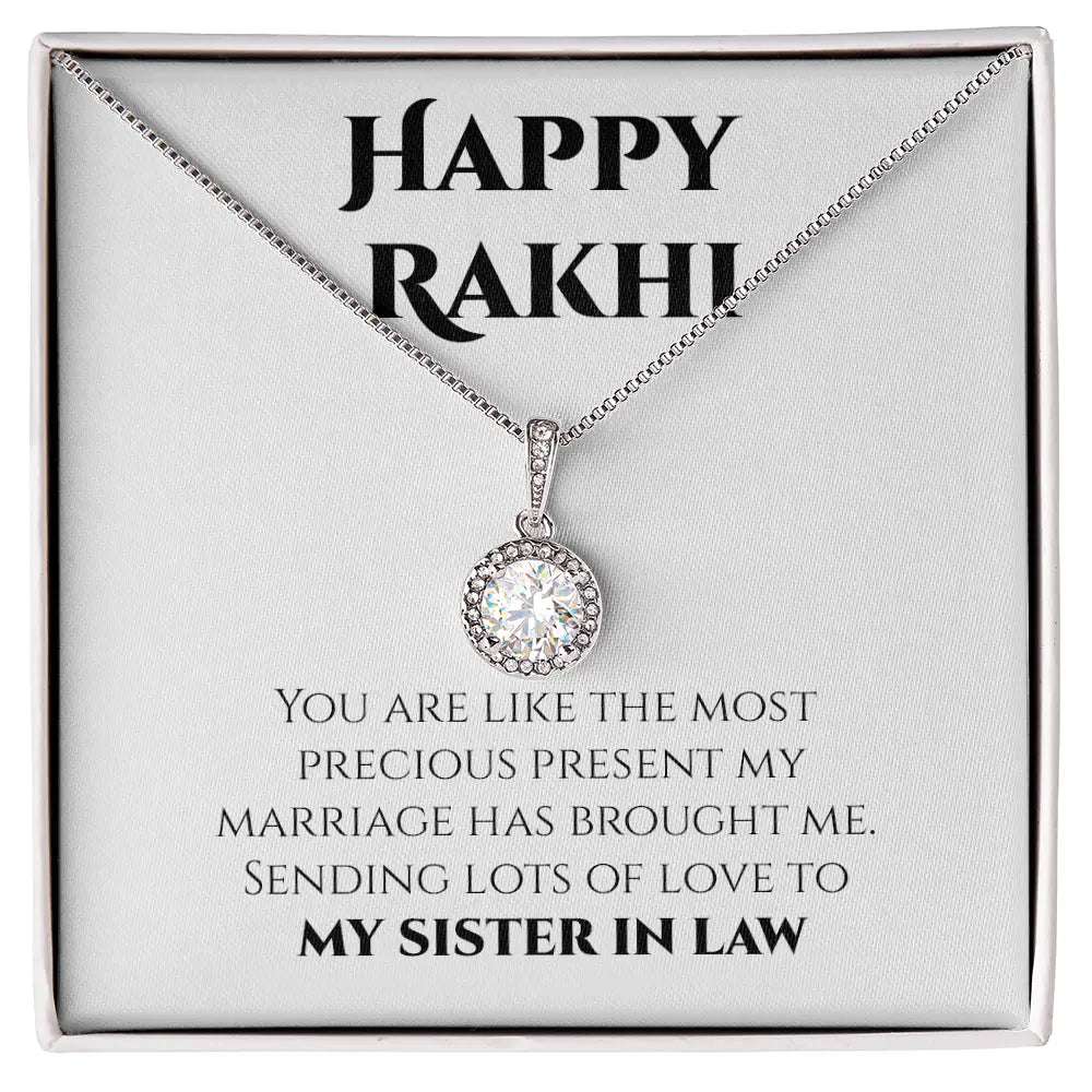 Unique Rakhi Gift For Sister In Law - Pure Silver Necklace Gift Set Gifts For Sister In Law Rakva