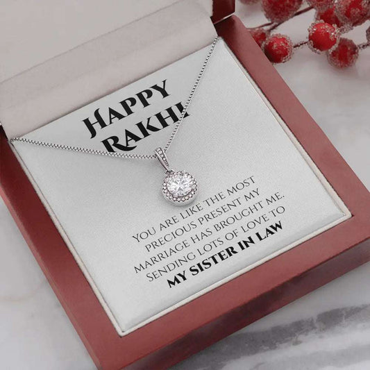 Unique Rakhi Gift For Sister In Law - Pure Silver Pendant And Message Card Gift Box Gifts for Sister Rakva