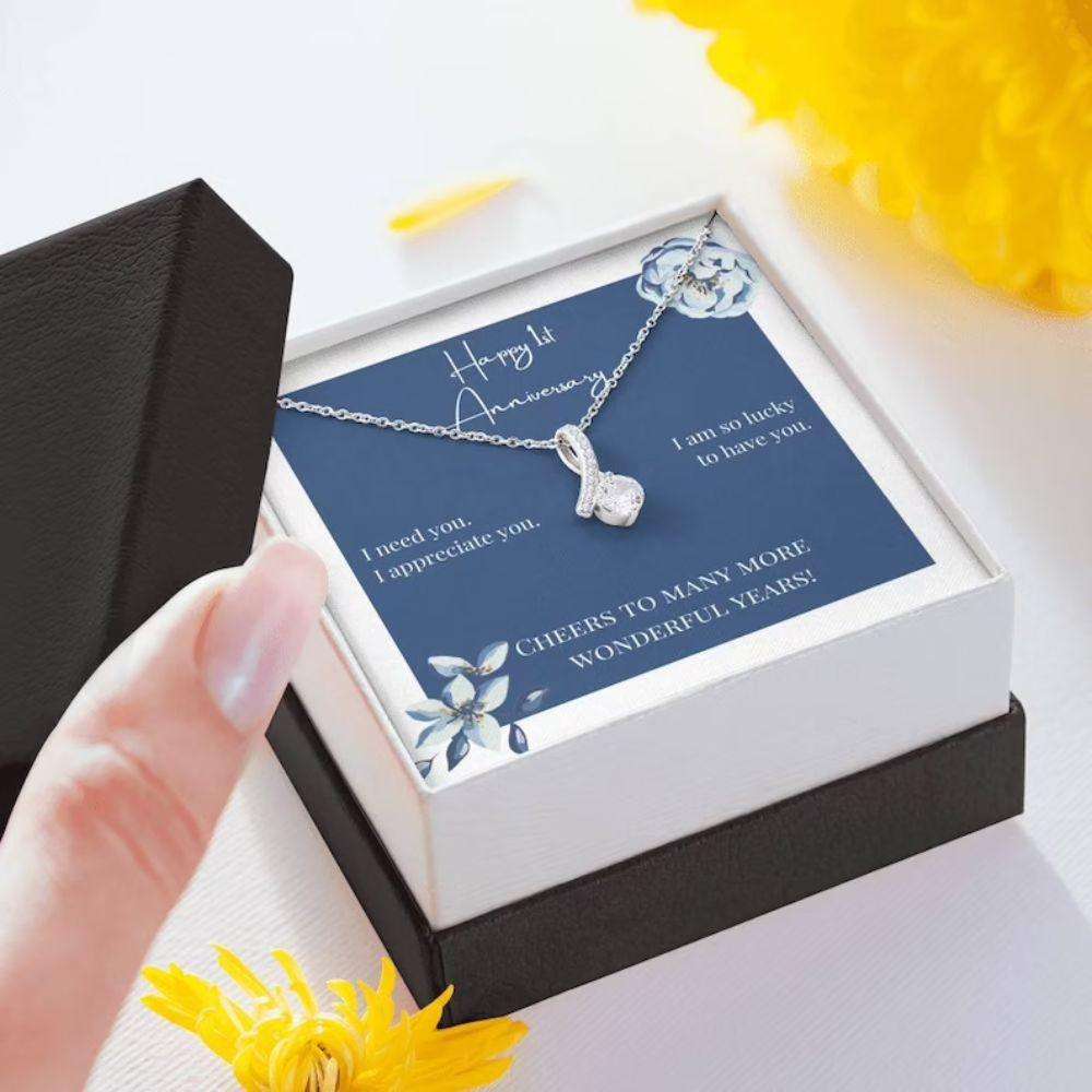 Wife Necklace, 1 Year Anniversary Necklace Gift For My Wife, Sentimental Gift, First Year Together For Karwa Chauth Rakva