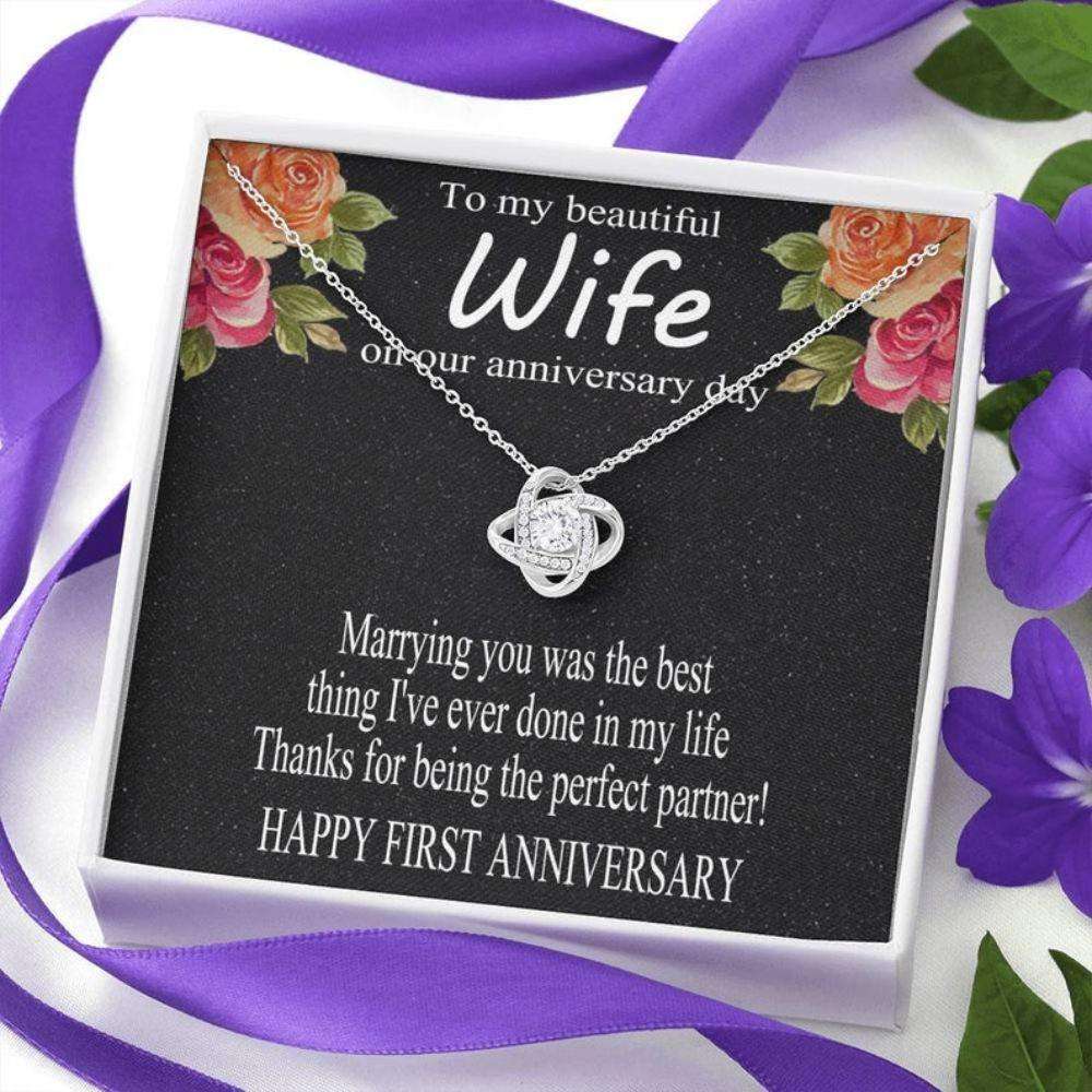 Wife Necklace, 1 Year Anniversary Necklace Gift For Wife, Christmas Necklace For Wife, Funny 1St Anniversary Necklace, Wife Gift For Karwa Chauth Rakva