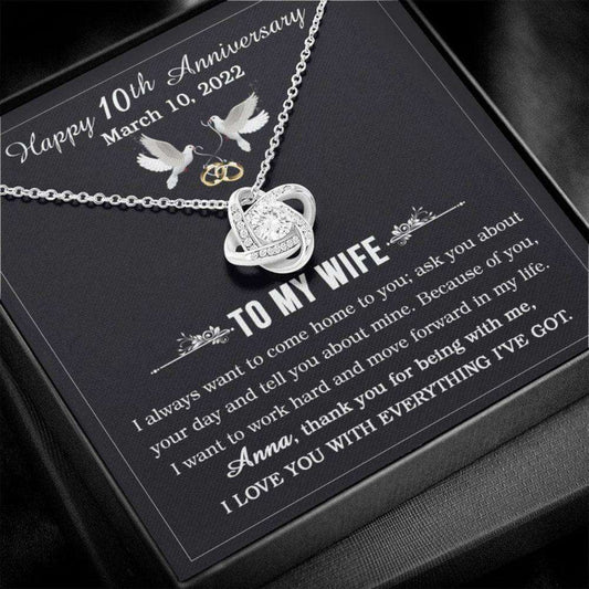 Wife Necklace, 10 Year Anniversary Necklace, To My Wife 10Th Wedding Anniversary Gift From Husband, 10 Year Wedding Anniversary Gift For Her For Karwa Chauth Rakva