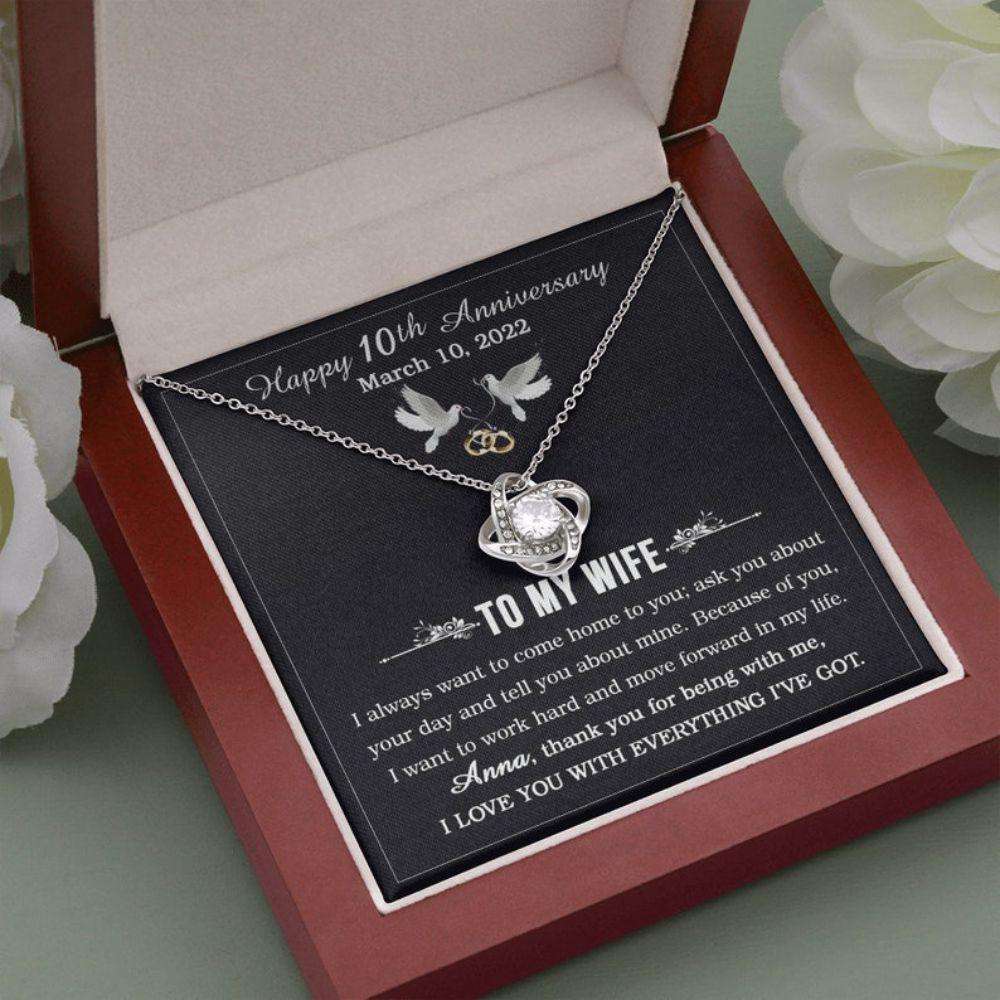 Wife Necklace, 10 Year Anniversary Necklace, To My Wife 10Th Wedding Anniversary Gift From Husband, 10 Year Wedding Anniversary Gift For Her For Karwa Chauth Rakva