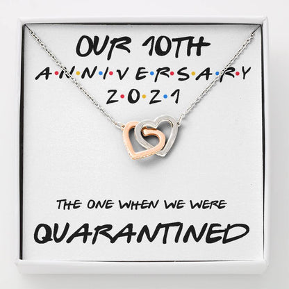 Wife Necklace, 10Th Anniversary Necklace Gift For Wife “ Our 10Th Annivesary 2021 Quarantined For Karwa Chauth Rakva