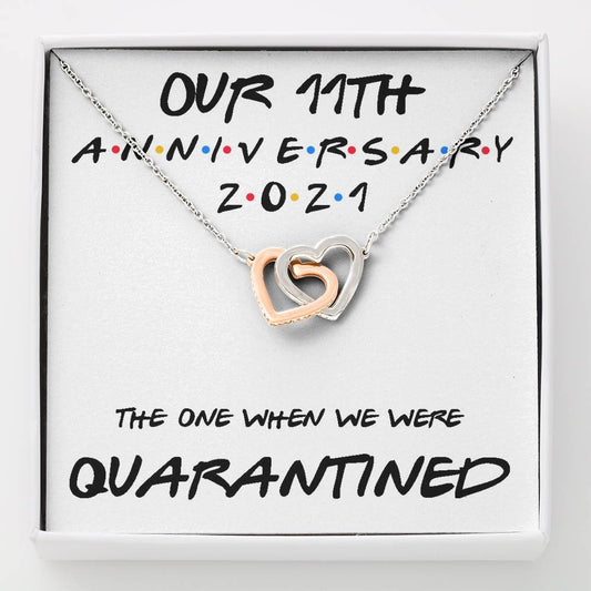 Wife Necklace, 11Th Anniversary Necklace Gift For Wife “ Our 11Th Annivesary 2021 Quarantined For Karwa Chauth Rakva