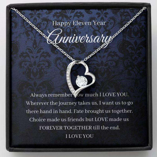 Wife Necklace, 11Th Wedding Anniversary Necklace Gift For Wife Steel Eleventh Anniversary For Karwa Chauth Rakva