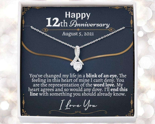 Wife Necklace, 12Th Wedding Anniversary Necklace For Wife, 12Th Year Wedding Anniversary For Her, 12Th Anniversary Necklace For Her For Karwa Chauth Rakva