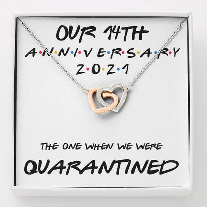 Wife Necklace, 14Th Anniversary Necklace Gift For Wife “ Our 14Th Annivesary 2021 Quarantined For Karwa Chauth Rakva