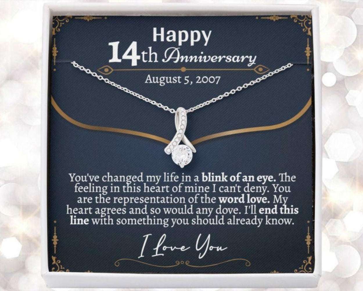 Wife Necklace, 14Th Wedding Anniversary Necklace For Wife, 14Th Year Wedding Anniversary For Her, 14Th Anniversary Necklace For Her For Karwa Chauth Rakva