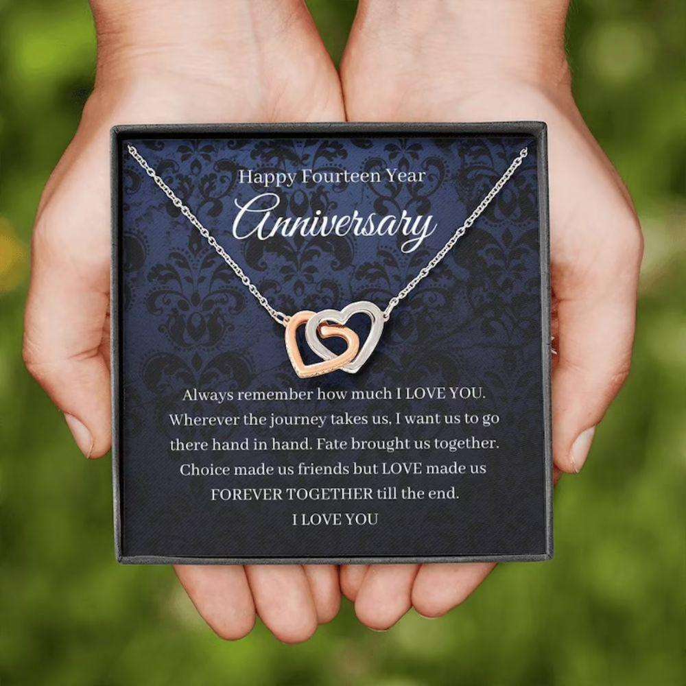 Wife Necklace, 14Th Wedding Anniversary Necklace Gift For Wife Gold Anniversary Fourteenth For Karwa Chauth Rakva