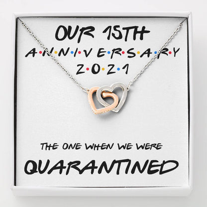 Wife Necklace, 15Th Anniversary Necklace Gift For Wife “ Our 15Th Annivesary 2021 Quarantined For Karwa Chauth Rakva