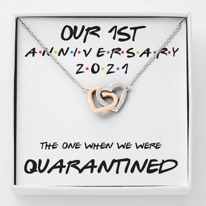 Wife Necklace, 1St Anniversary Necklace Gift For Wife “ Our 1St Annivesary 2021 Quarantined For Karwa Chauth Rakva