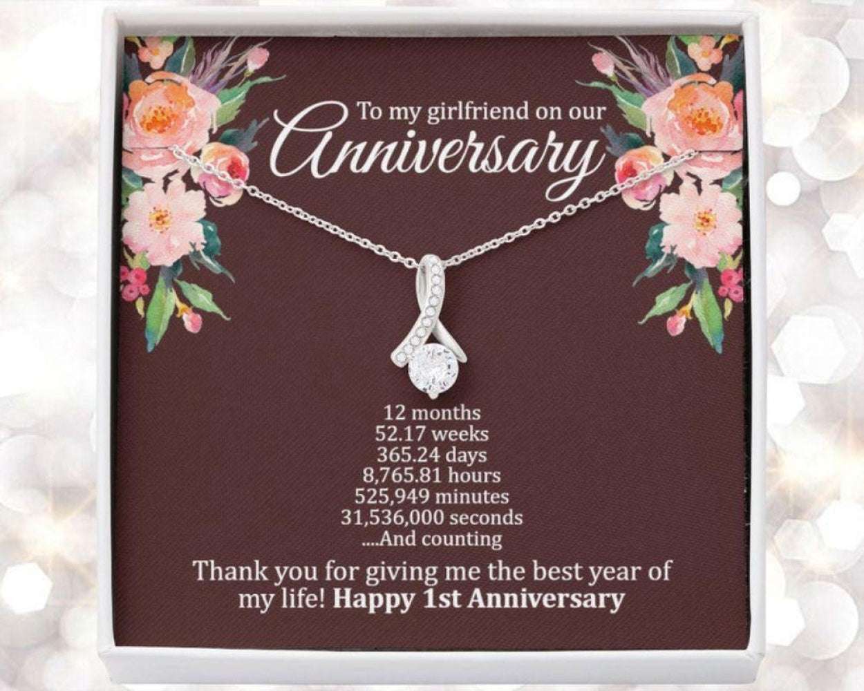 Wife Necklace, 1St Wedding Anniversary Necklace Gift For Girlfriend, First Year Anniversary For Karwa Chauth Rakva