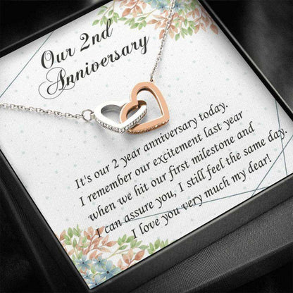 Wife Necklace, 2 Year Anniversary Necklace For Wife, 2Nd Wedding Anniversary Gifts For Her For Karwa Chauth Rakva