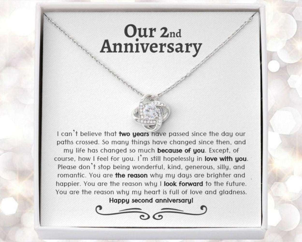 Wife Necklace, 2 Year Anniversary Necklace, Two Year Anniversary, Gift For Wife, Girlfriend, Cotton Anniversary For Karwa Chauth Rakva