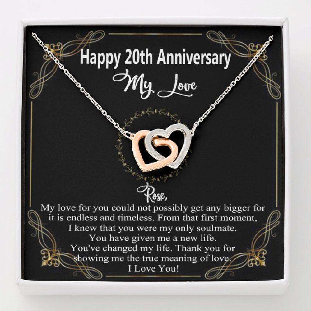 Wife Necklace, 20Th Wedding Anniversary Gift For Wife, 20 Year Anniversary Jewelry For Her, Twenty Years Of Married Present For Wife Heart Necklace For Karwa Chauth Rakva