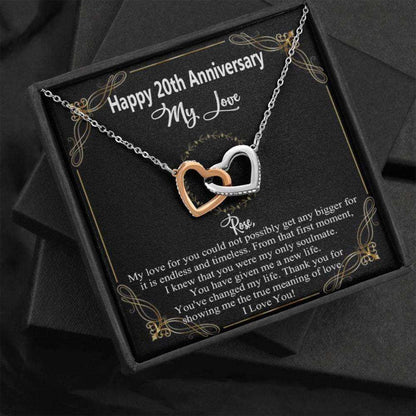 Wife Necklace, 20Th Wedding Anniversary Gift For Wife, 20 Year Anniversary Jewelry For Her, Twenty Years Of Married Present For Wife Heart Necklace For Karwa Chauth Rakva