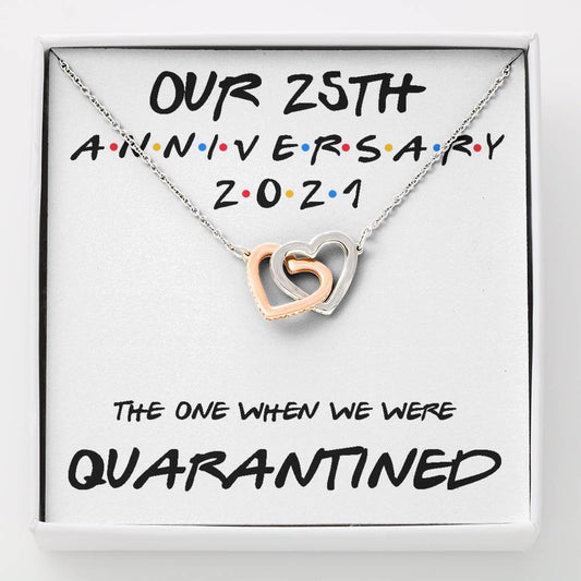 Wife Necklace, 25Th Anniversary Necklace Gift For Wife “ Our 25Th Annivesary 2021 Quarantined For Karwa Chauth Rakva