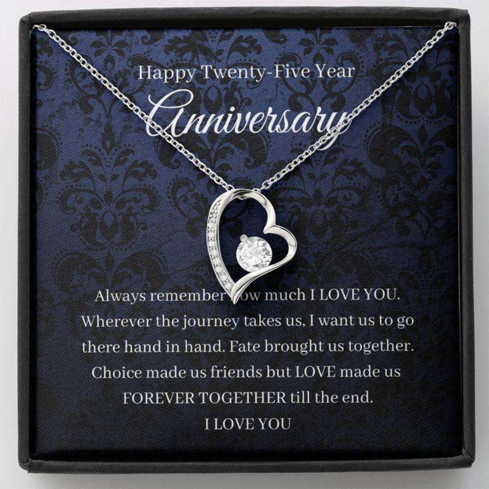 Wife Necklace, 25Th Wedding Anniversary Necklace Gift For Wife Silver Anniversary Twenty Fifth For Karwa Chauth Rakva