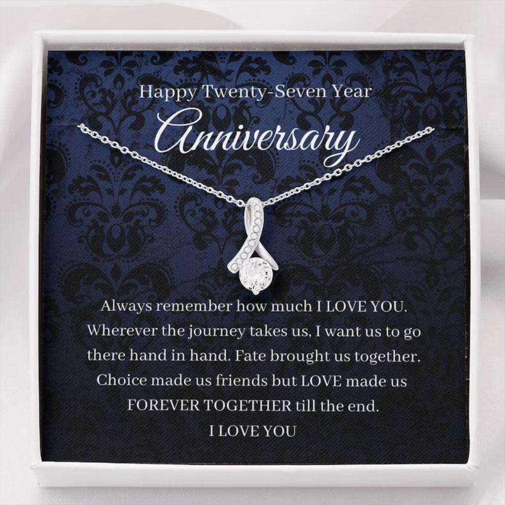 Wife Necklace, 27Th Wedding Anniversary Necklace Gift For Wife Music Anniversary Twenty Seventh 27 Year For Karwa Chauth Rakva