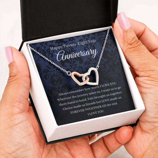 Wife Necklace, 28Th Wedding Anniversary Necklace Gift For Wife Linens Anniversary Twenty Eightieth For Karwa Chauth Rakva