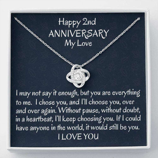 Wife Necklace, 2Nd Wedding Anniversary Necklace Gift For Wife, Two Year Anniversary Necklace Gift For Her Anniversary For Karwa Chauth Rakva