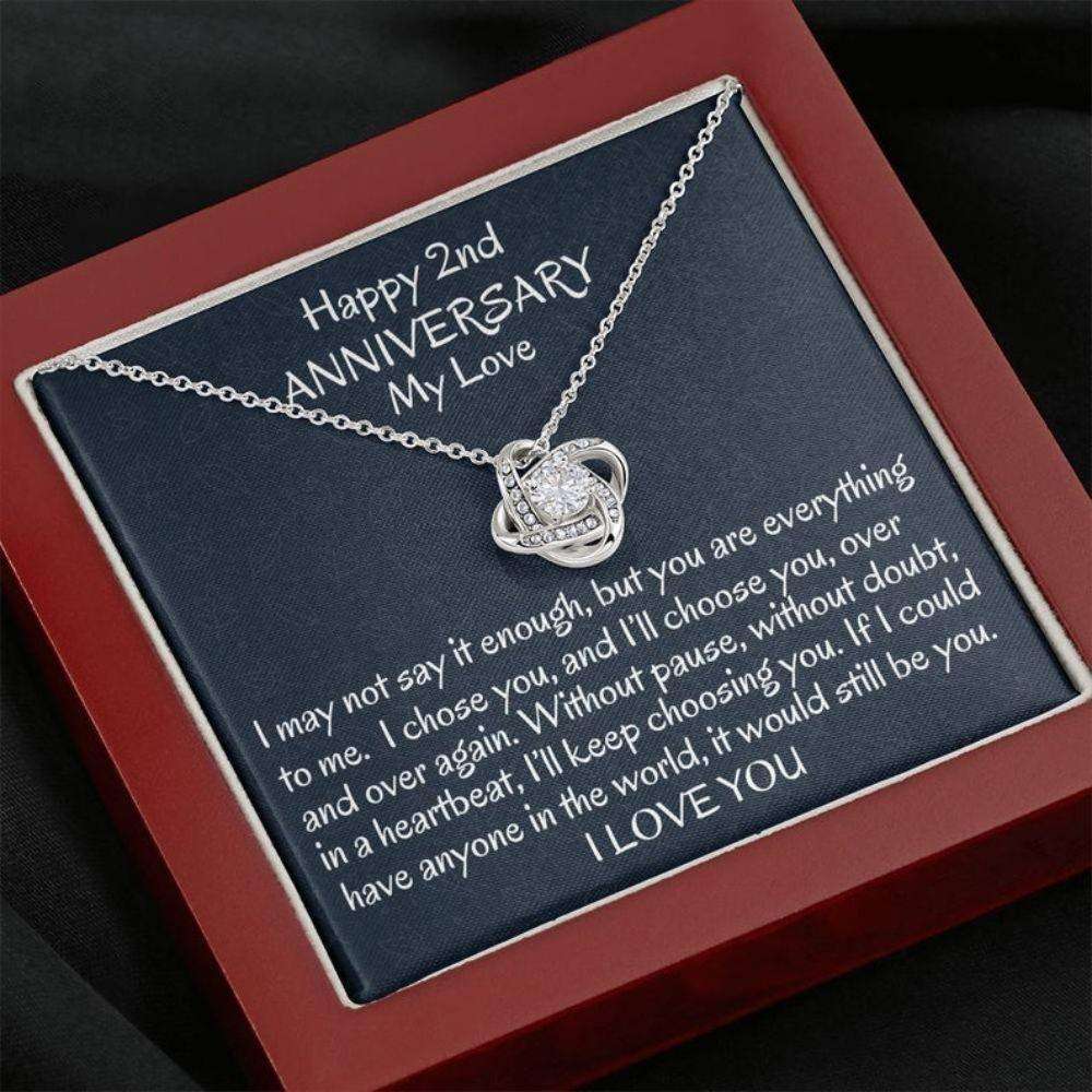 Wife Necklace, 2Nd Wedding Anniversary Necklace Gift For Wife, Two Year Anniversary Necklace Gift For Her Anniversary For Karwa Chauth Rakva